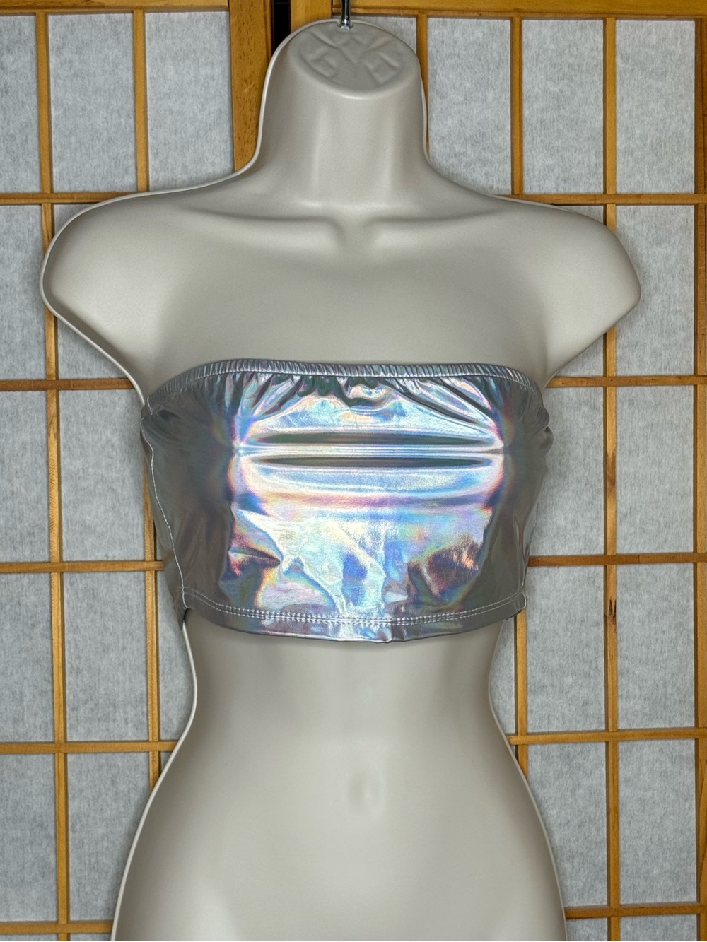 Iridescent cropped tube top